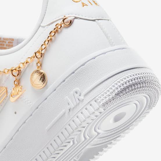 Nike Air Force 1 Lucky Charm | Elegant White Sneakers with Gold Accents